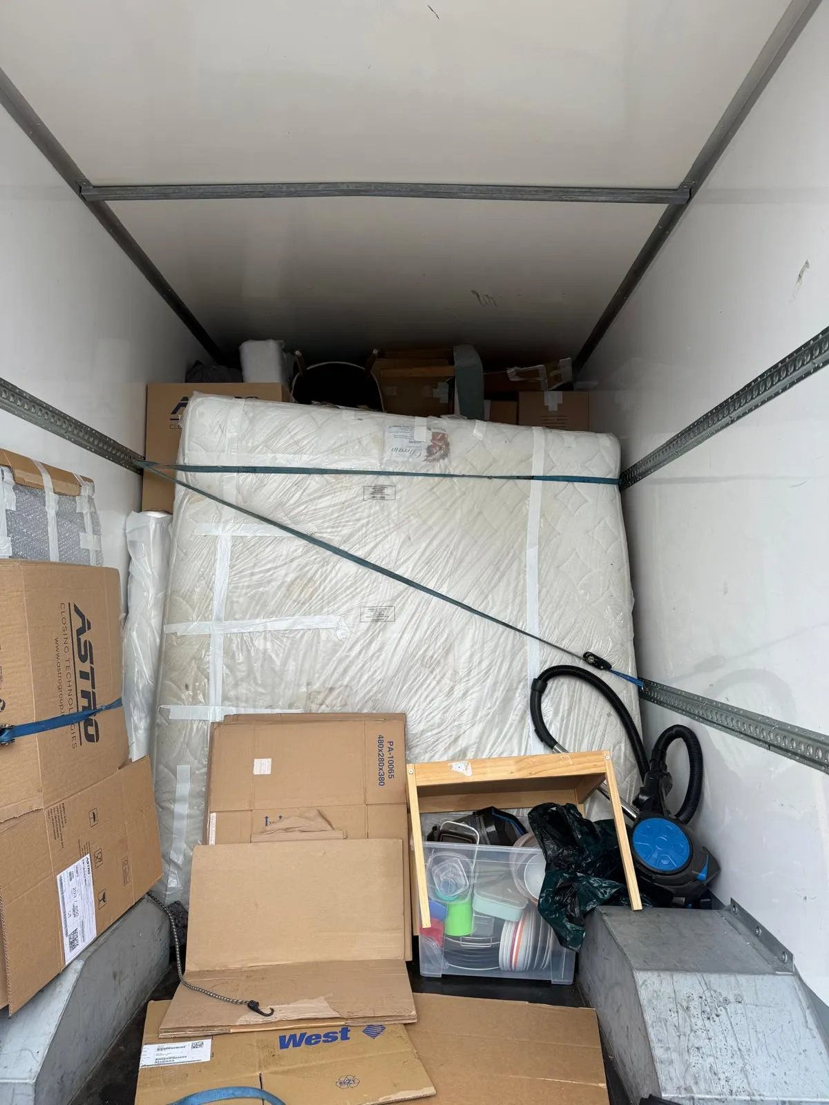 A removal van prepared for a long journey from Macclesfield